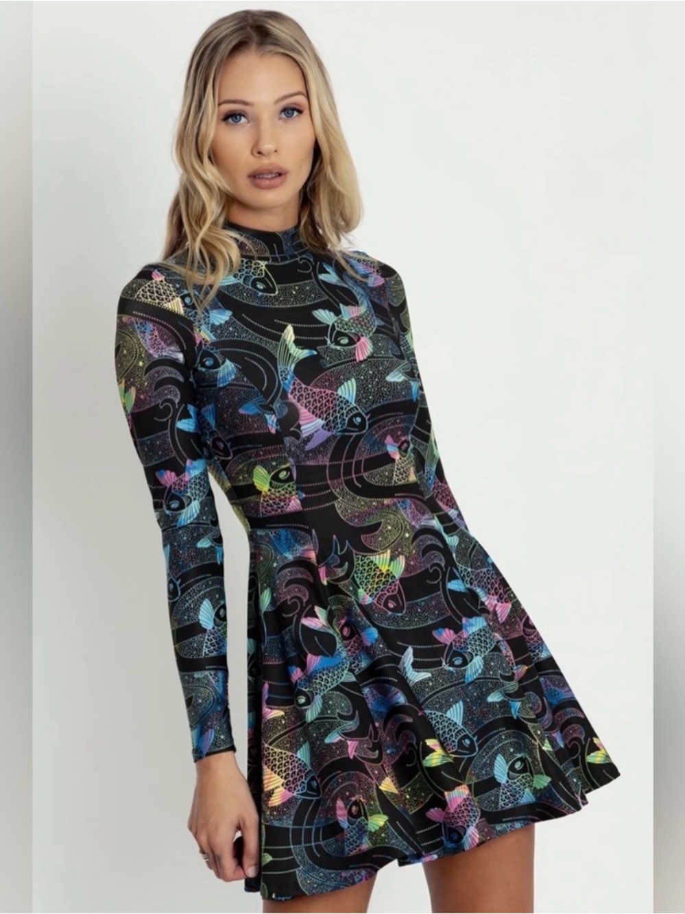 (XL) Blackmilk Rainbow Koi Fish LS Evil LL Toastie Dress LIMITED